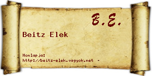 Beitz Elek névjegykártya
